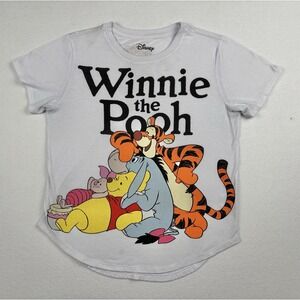 Disney Winnie the Pooh Kids Youth Small 4/5 Graphic Shirt White Short Sleeve